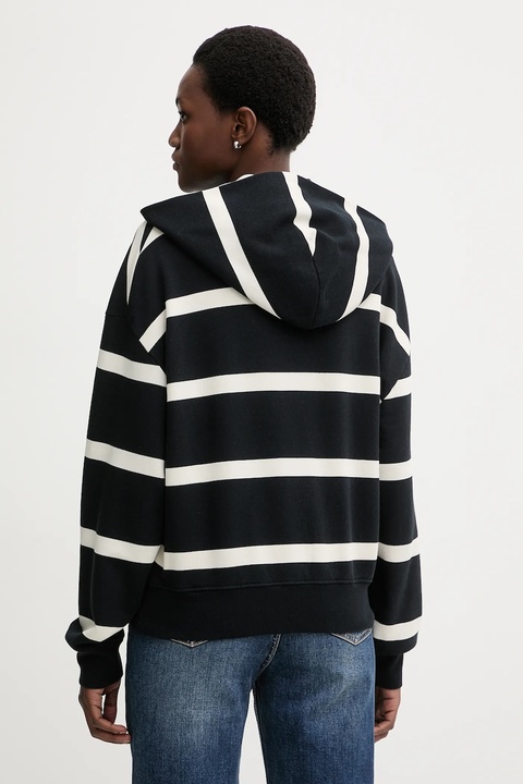 Marc O'Polo bluza bawełniana damska kolor beżowy z kapturem wzorzysta 600407354041 - zdjęcie produktu nr 2