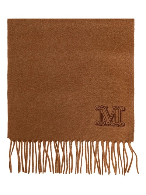 Max Mara logo-embroidered fringed-edge scarf - Brown - zdjęcie produktu nr 1