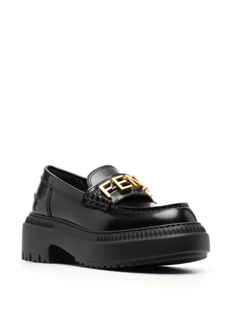 FENDI logo-lettered chunky-sole loafers - Black - zdjęcie produktu nr 2