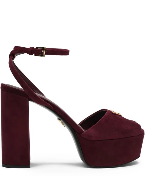Prada 115mm logo-plaque heeled pumps - Red - zdjęcie produktu nr 1