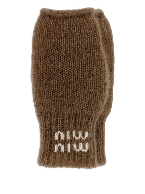 Miu Miu logo gloves - Brown - zdjęcie produktu nr 2