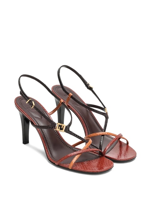 FENDI 85mm leather FFold heeled sandals - Red - zdjęcie produktu nr 2