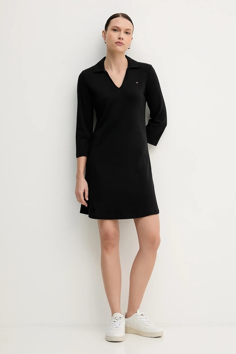 Tommy Hilfiger sukienka bawełniana kolor czarny mini rozkloszowana WW0WW47868 - zdjęcie produktu nr 2