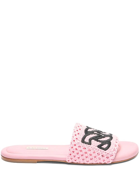 Casadei crochet-embroidered flat sandals - Pink - zdjęcie produktu nr 1