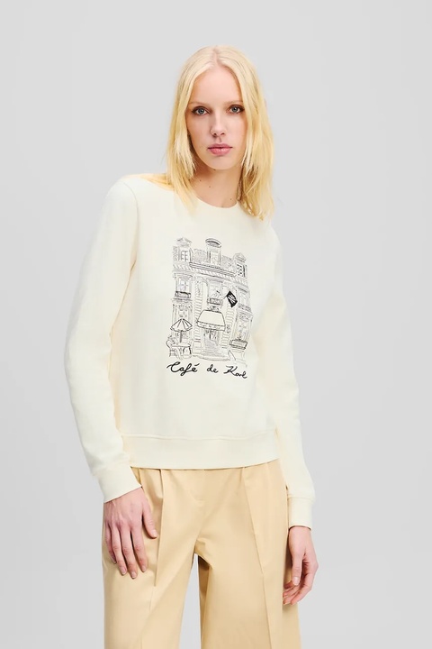 Karl Lagerfeld bluza bawełniana damska kolor beżowy z nadrukiem A2W20057 - zdjęcie produktu nr 1
