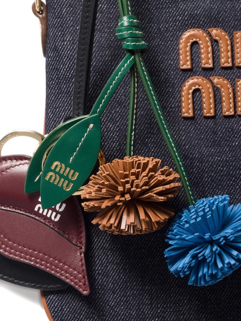 Miu Miu leather leaf-detail keyring - Green - zdjęcie produktu nr 2