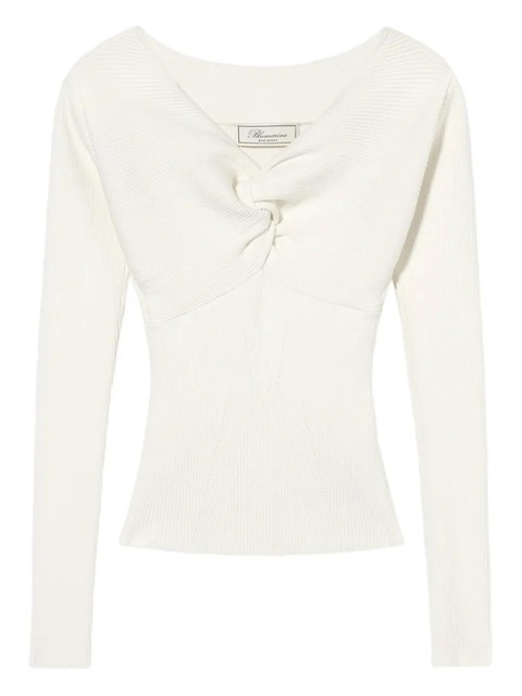 Blumarine twist-detail ribbed top - White - zdjęcie produktu nr 1