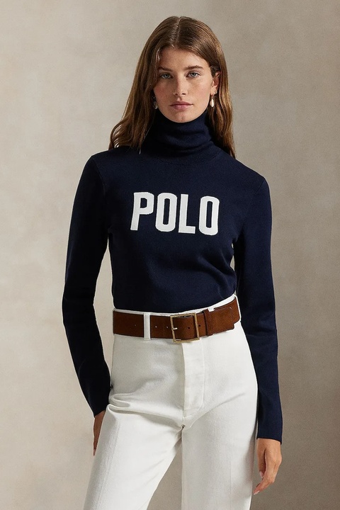 Polo Ralph Lauren sweter bawełniany damski kolor granatowy z golfem 211972136 - zdjęcie produktu nr 1