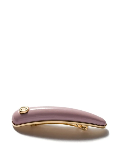 Miu Miu logo-plaque leather hair clip - Pink - zdjęcie produktu nr 1