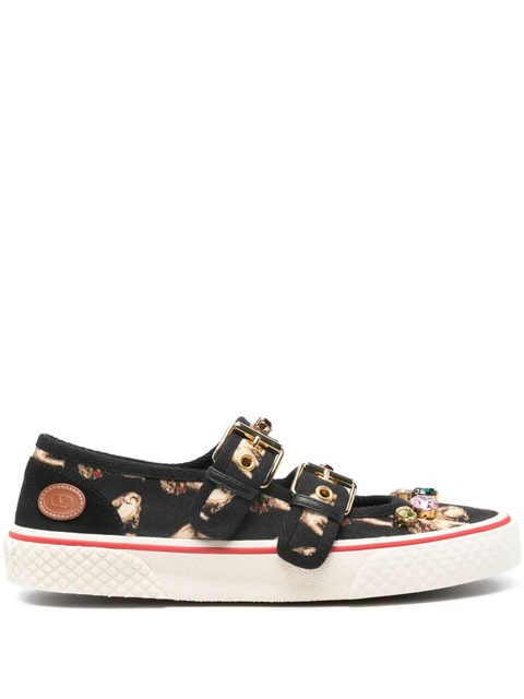 Valentino Garavani double-buckle slip-on ballerina sneakers - Black - zdjęcie produktu nr 1