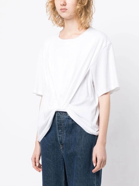 3.1 Phillip Lim drape-detail cotton T-shirt - White - zdjęcie produktu nr 2