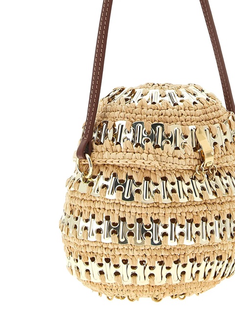 Rabanne 1969 metal-disc raffia ball handbag - Neutrals - zdjęcie produktu nr 1
