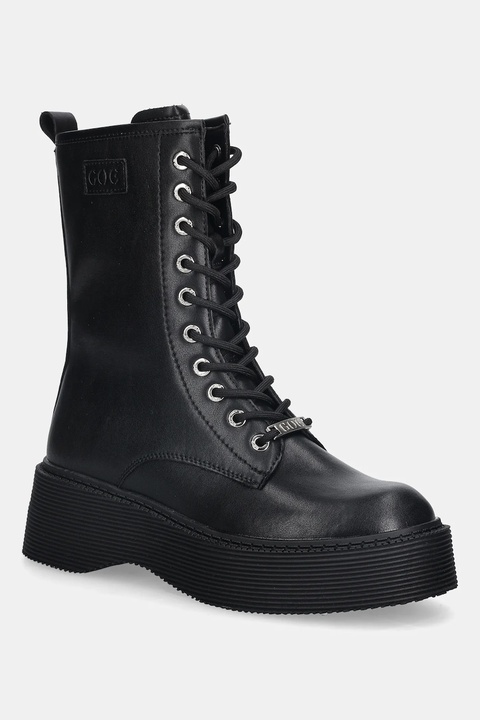 GOE botki skórzane damskie kolor czarny na platformie SS2N4130 BLACK - zdjęcie produktu nr 1