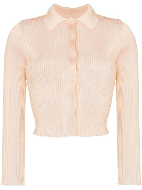 OUR LEGACY Mazzy button-up ribbed-knit polo top - Gold - zdjęcie produktu nr 1