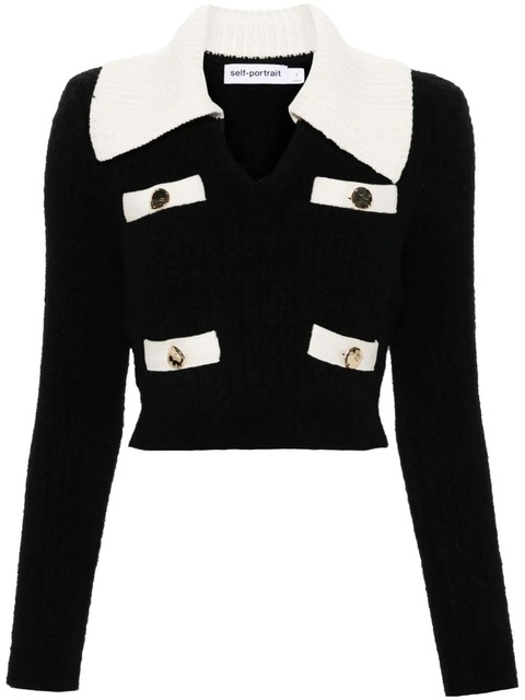 Self-Portrait cropped sweater - Black - zdjęcie produktu nr 1