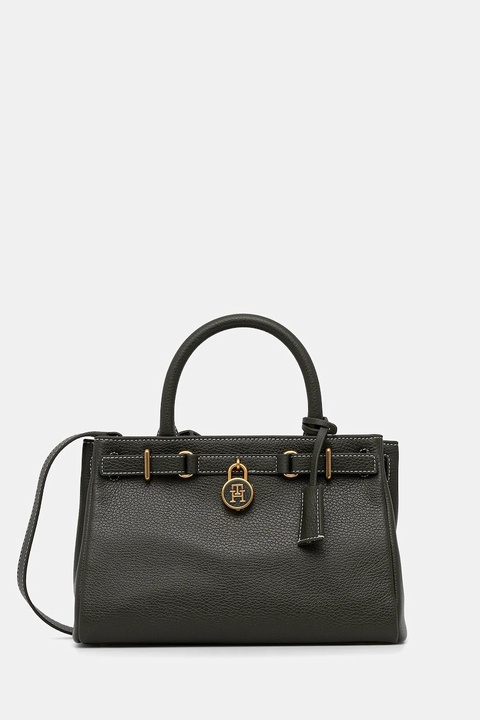 Tommy Hilfiger torebka skórzana kolor zielony AW0AW17926 - zdjęcie produktu nr 1