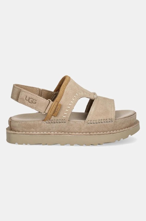 UGG sandały zamszowe Goldenstar Regenerate damskie kolor beżowy na platformie 1167369-SAN - zdjęcie produktu nr 2