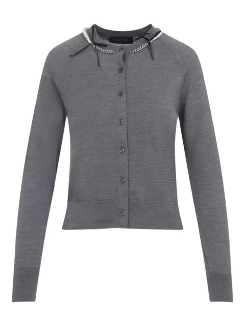 Simone Rocha pearl-chain cardigan - Grey - zdjęcie produktu nr 1