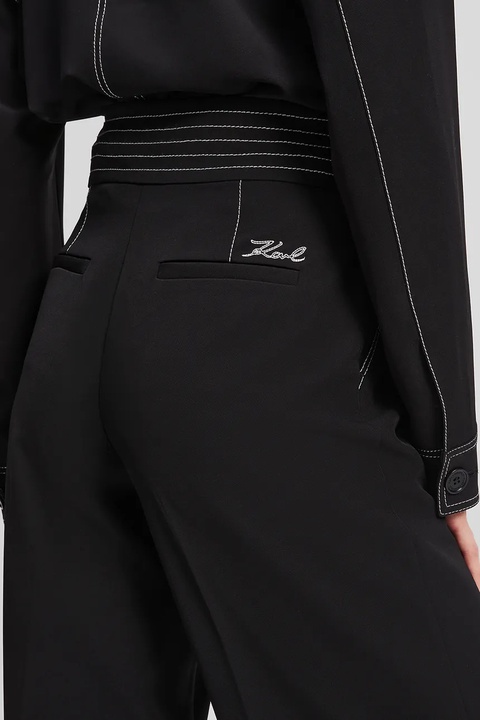 Karl Lagerfeld spodnie damskie kolor czarny szerokie high waist A3W10096 - zdjęcie produktu nr 2