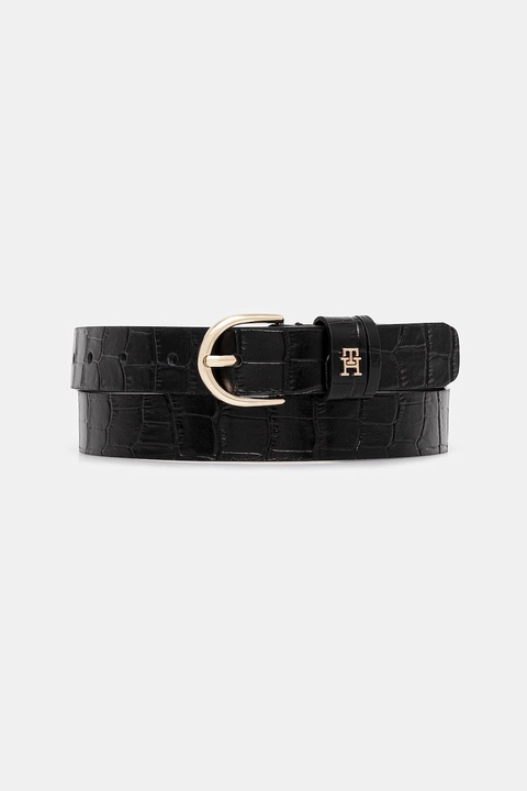 Tommy Hilfiger pasek skórzany damski kolor czarny AW0AW17755 - zdjęcie produktu nr 2
