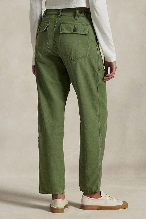Polo Ralph Lauren spodnie bawełniane damskie kolor zielony proste medium waist 211978634 - zdjęcie produktu nr 2