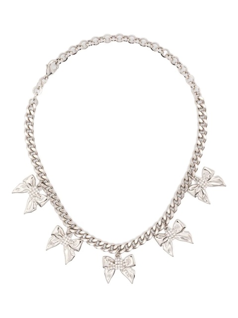 Alessandra Rich bow-embellished necklace - Silver - zdjęcie produktu nr 2