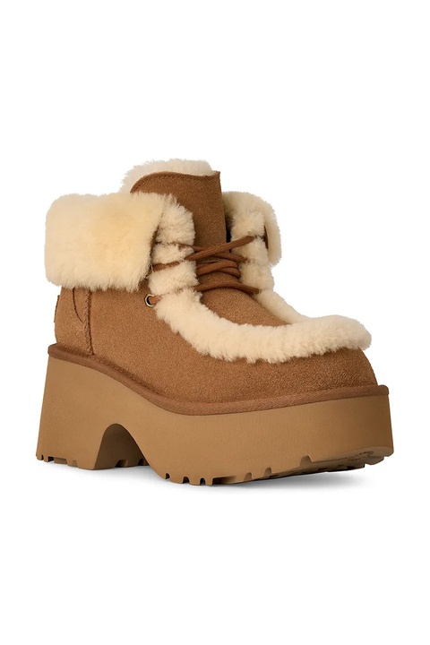 UGG botki zamszowe Esmee Lace Up kolor brązowy na słupku ocieplone 1171532.CHE - zdjęcie produktu nr 2