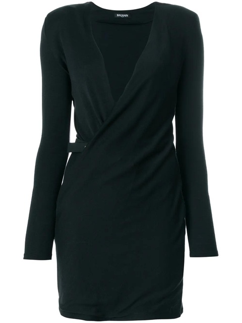 Balmain v-neck crossover dress - Black - zdjęcie produktu nr 1