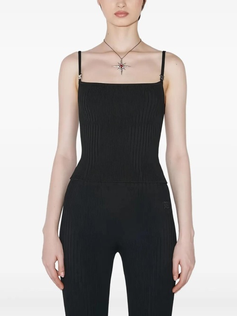 MISBHV spaghetti straps logo hardware knitted top - Black - zdjęcie produktu nr 1
