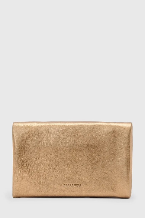 AllSaints portfel skórzany HARLUNA damski kolor złoty W205XD - zdjęcie produktu nr 1