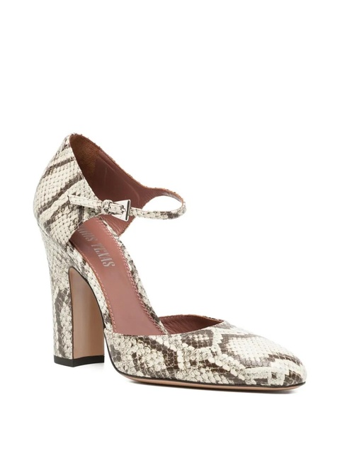 Paris Texas 100mm python-print ankle-strap pumps - Neutrals - zdjęcie produktu nr 2
