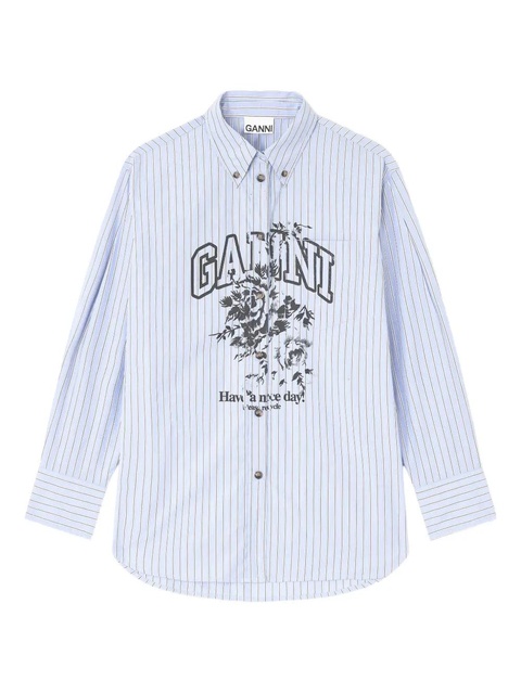 GANNI stripe graphic shirt - Blue - zdjęcie produktu nr 1