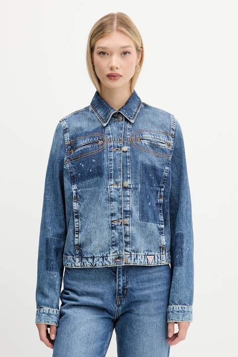 Guess Originals kurtka jeansowa HARRINGTON kolor niebieski przejściowa W5YN69 D5R01 - zdjęcie produktu nr 1