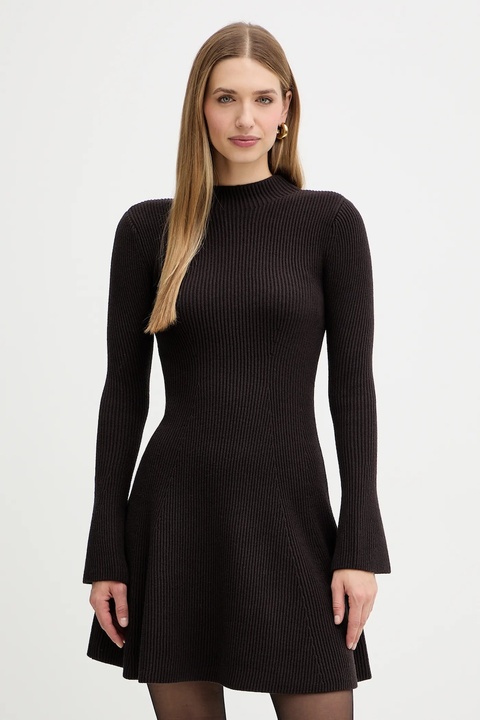 Twinset sukienka z dodatkiem wełny kolor brązowy mini rozkloszowana 252TT3140 - zdjęcie produktu nr 1