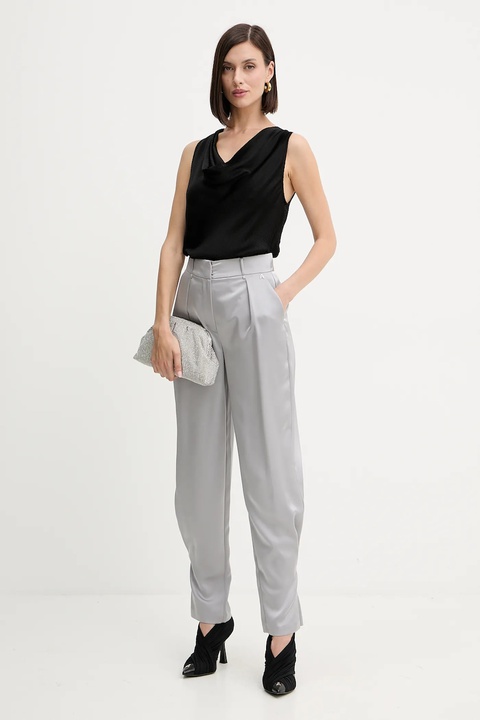 Twinset spodnie damskie kolor szary proste high waist 252AP2413 - zdjęcie produktu nr 2