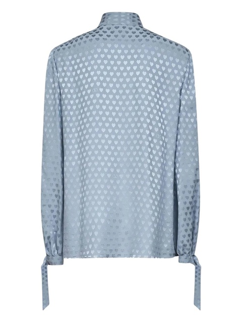 Valentino Garavani fringed heart-motif shirt - Blue - zdjęcie produktu nr 2