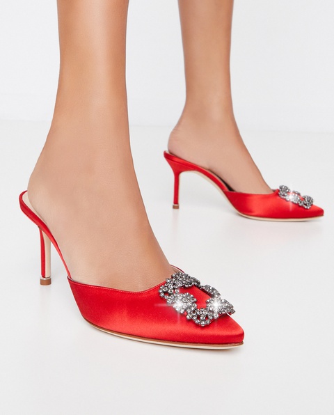 MANOLO BLAHNIK - Czerwone mule Hangisi - zdjęcie produktu nr 2