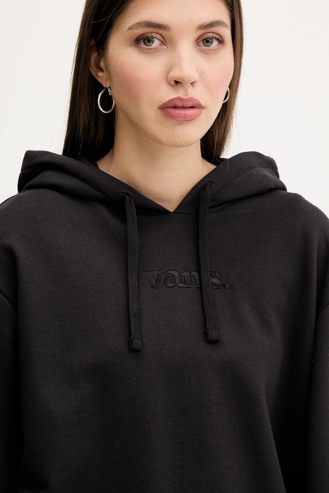 Vans bluza bawełniana damska kolor czarny z kapturem gładka VN000RAHBLK1 - zdjęcie produktu nr 2