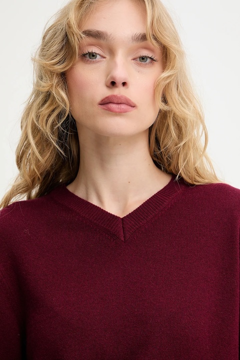 Answear.LAB sweter z wełny merino damski kolor bordowy lekki - zdjęcie produktu nr 2