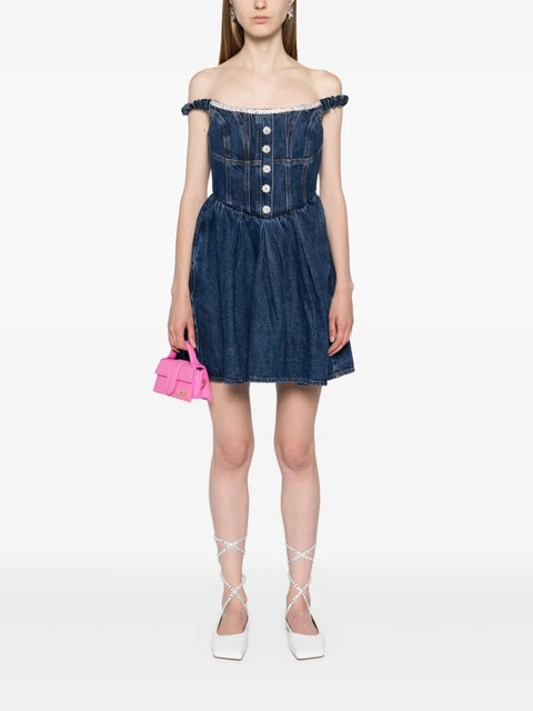Self-Portrait crystal-embellished denim mini dress - Blue - zdjęcie produktu nr 2