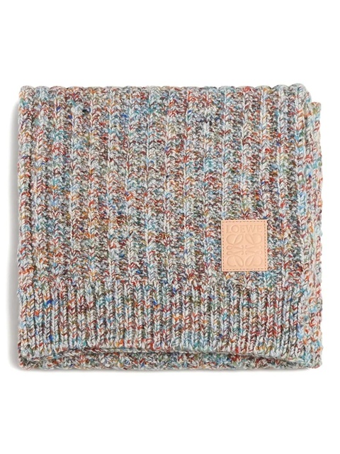 LOEWE logo-patch ribbed scarf - Neutrals - zdjęcie produktu nr 1