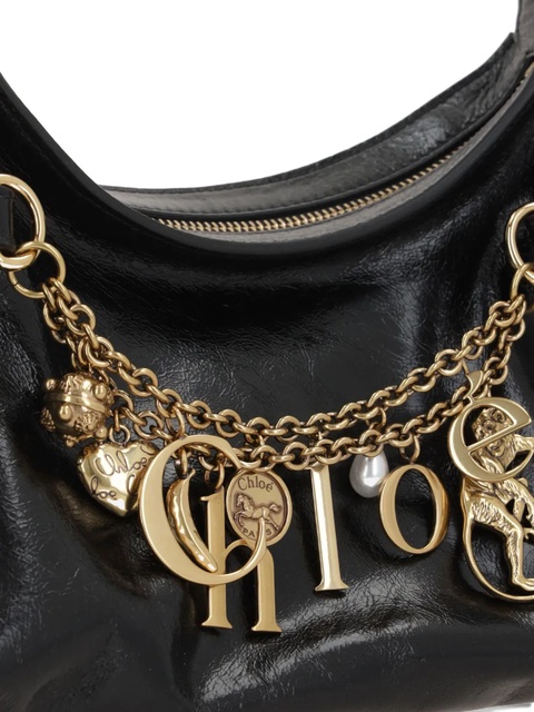 Chloé Charms embellished leather shoulder bag - Black - zdjęcie produktu nr 1