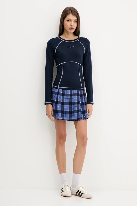 Tommy Jeans spódnica kolor granatowy mini rozkloszowana DW0DW21460 - zdjęcie produktu nr 2