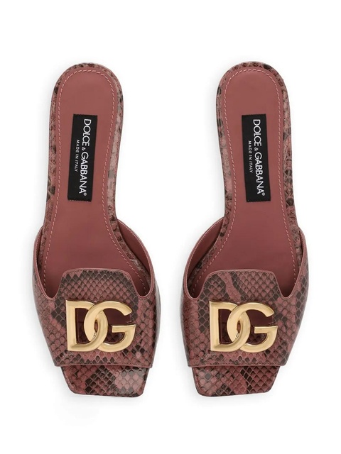 Dolce & Gabbana DG-plaque leather slides - Pink - zdjęcie produktu nr 2