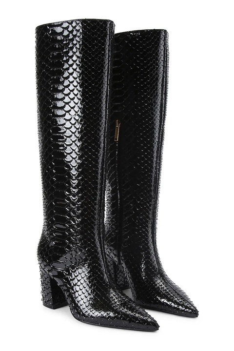 Kurt Geiger London kozaki skórzane Regent Point Knee Boot damskie kolor czarny na słupku 5026500719 - zdjęcie produktu nr 2