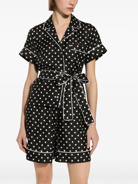 Dolce & Gabbana polka-dot silk twill shorts - Black - zdjęcie produktu nr 1