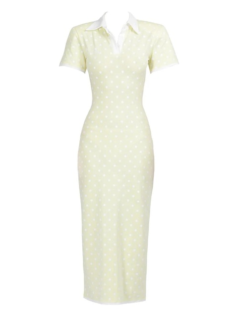 Rowen Rose polka-dot jersey midi dress - Yellow - zdjęcie produktu nr 1