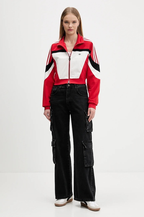 adidas Originals bluza Tracktop damska kolor czerwony wzorzysta JY2387 - zdjęcie produktu nr 2