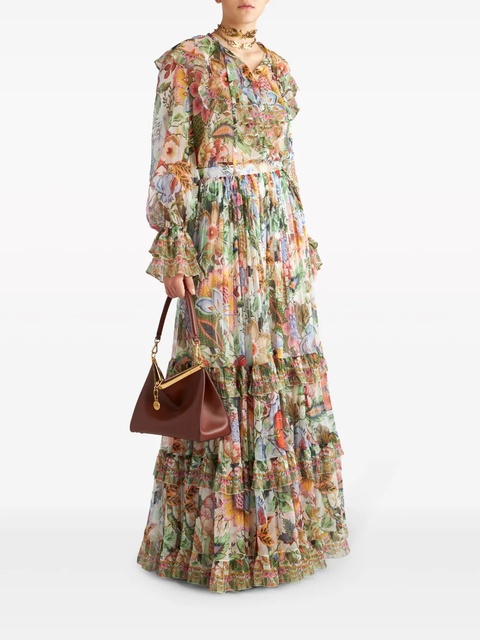 ETRO floral-print tiered silk skirt - White - zdjęcie produktu nr 1