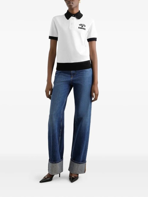 Dolce & Gabbana logo-embroidered cotton polo top - White - zdjęcie produktu nr 2